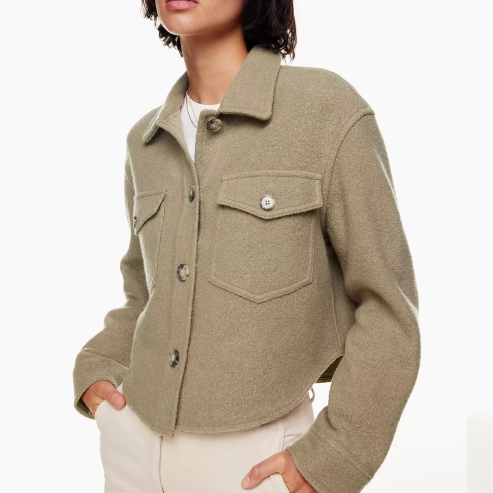 Aritzia Olive Green Cropped Wool Blend Jacket - Picture 4 of 14